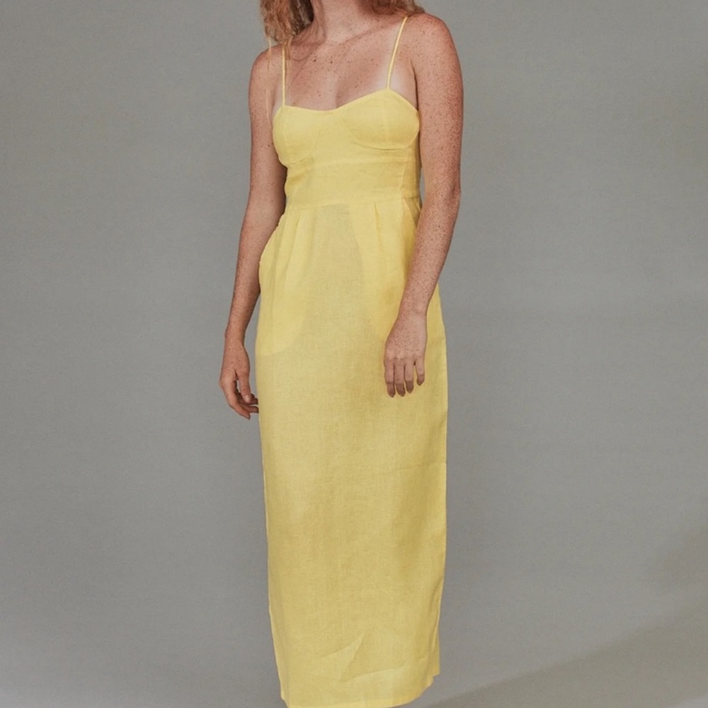 Acacia Swimwear 100% Linen Kenzie Dress in Starfruit NWT